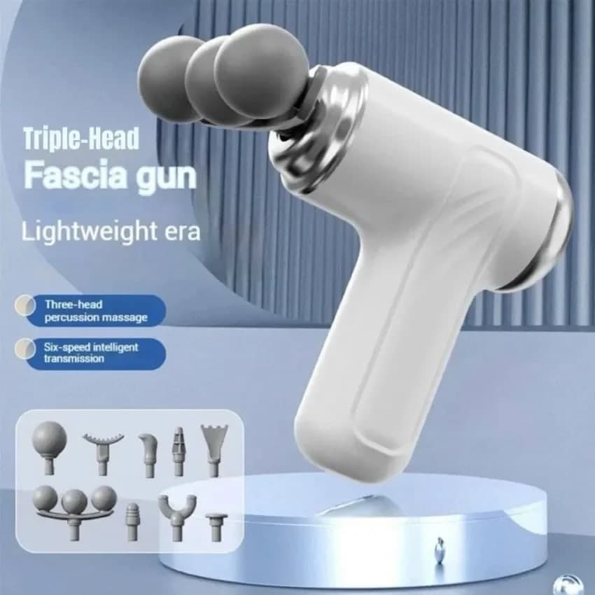 Portable Triple Head Mini Massage Gun – 6 Speed Deep Tissue Muscle Relief